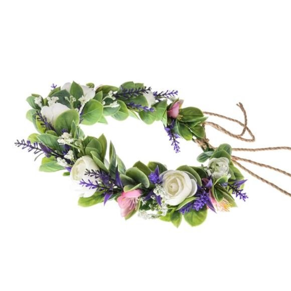 Floral Fall Artificial BabyBreath Flower Halo WeddingCrown Pink Bridal Headpiece - Picture 2 of 3